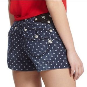 Dark blue Miss Me polka dotted shorts.